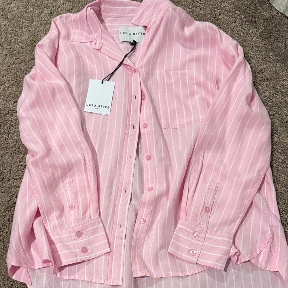 Lola River Pink Striped Button-Up Shirt